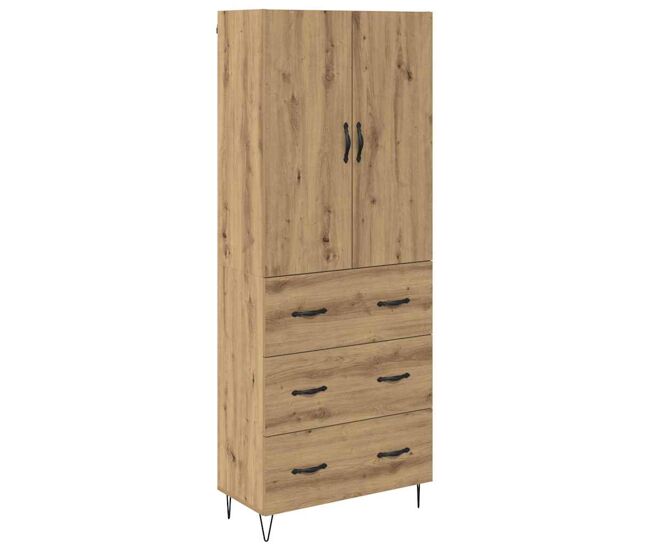 Aparador alto - mueble de almacenamiento 2 pcs roble artesanal madera tecnológica y vidrio es247
