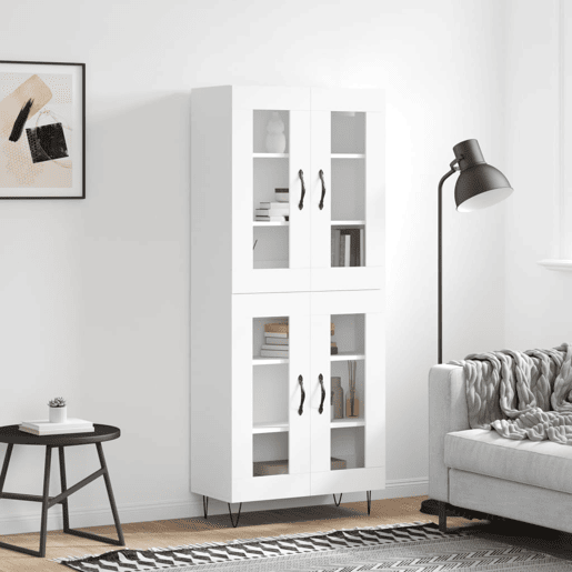 Armário alto - Bufete - Móvel de apoio 69,5x34x180 cm derivados de madeira branco pt685