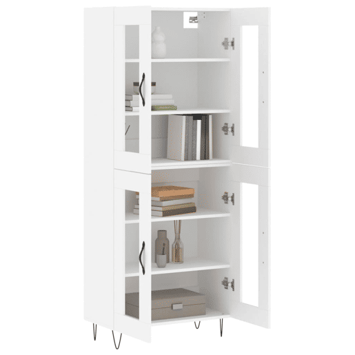 Armário alto - Bufete - Móvel de apoio 69,5x34x180 cm derivados de madeira branco pt685