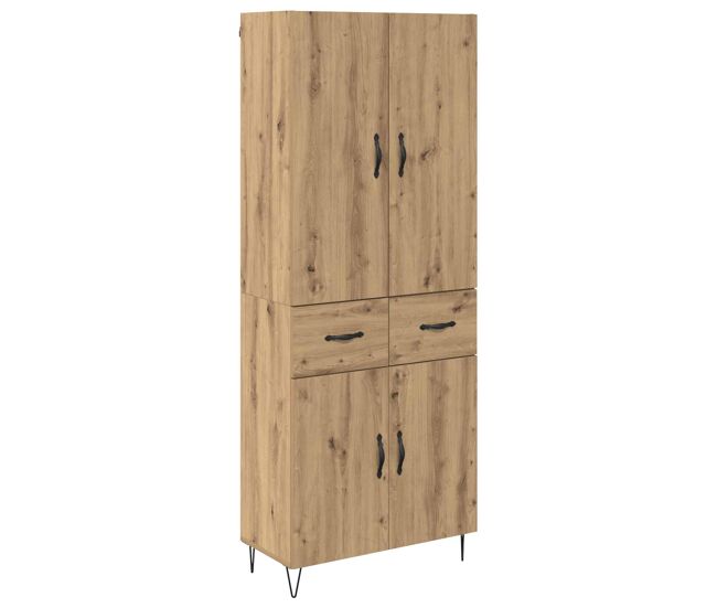 Aparador alto - mueble de almacenamiento 2 pcs roble artesanal madera tecnológica y vidrio es246