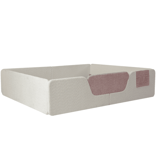 Cama estofada, 140x190 cm - Barreira removível, bolso integrado, veludo - Bege