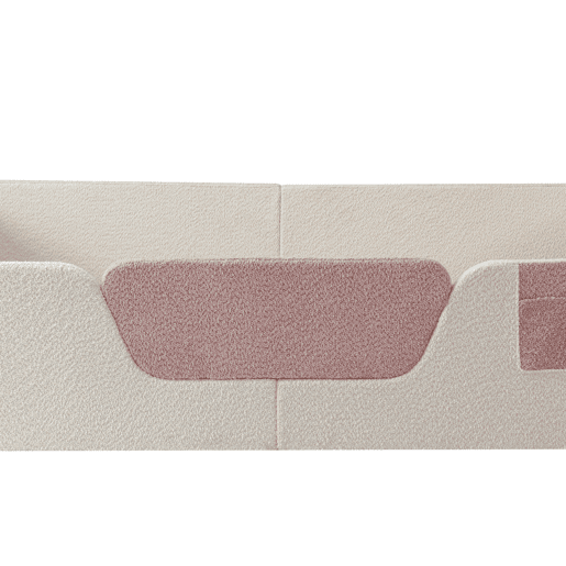 Cama estofada, 140x190 cm - Barreira removível, bolso integrado, veludo - Bege