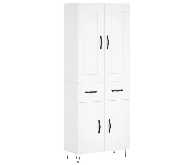 Aparador alto - mueble de almacenamiento madera contrachapada blanco 69,5x34x180 cm es732