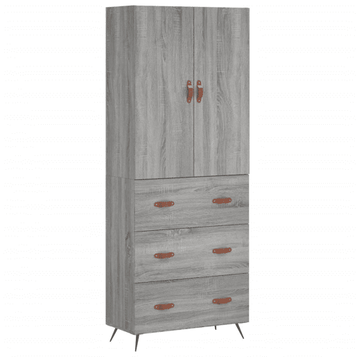 Armário alto - Bufete - Móvel de apoio 69,5x34x180 cm derivados de madeira sonoma cinza pt1082