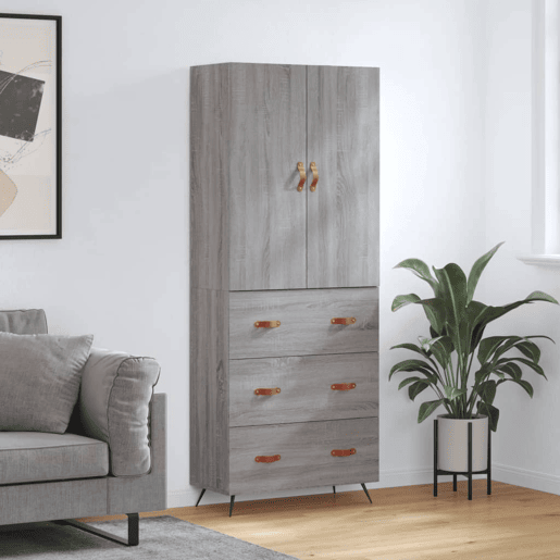 Armário alto - Bufete - Móvel de apoio 69,5x34x180 cm derivados de madeira sonoma cinza pt1082