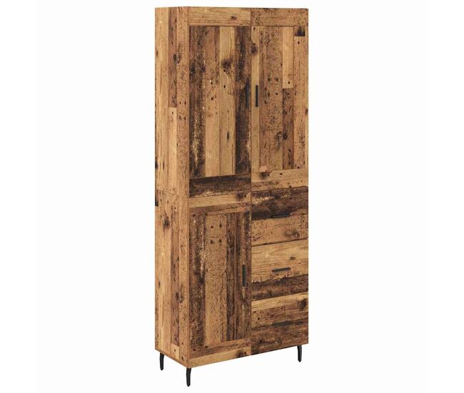 Aparador alto - mueble de almacenamiento 2 pcs madera envejecida madera de ingeniería es173