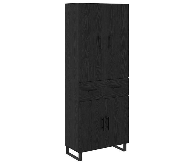 Aparador alto - mueble de almacenamiento con cajón 2 pcs roble negro 69,5 x 34 x 180 cm es353