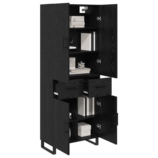 Aparador - Bufete - Móvel de apoio com gaveta 2 pcs Carvalho Preto 69,5 x 34 x 180 cm pt353