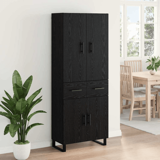 Aparador - Bufete - Móvel de apoio com gaveta 2 pcs Carvalho Preto 69,5 x 34 x 180 cm pt353
