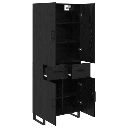 Aparador - Bufete - Móvel de apoio com gaveta 2 pcs Carvalho Preto 69,5 x 34 x 180 cm pt353