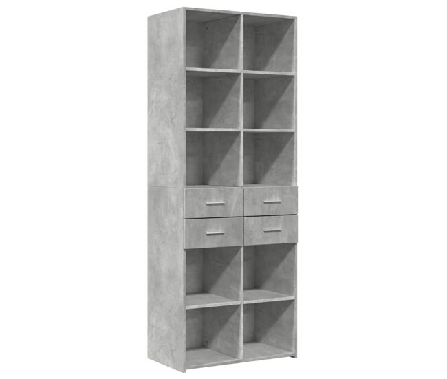 Aparador alto - mueble de almacenamiento madera de ingeniería gris hormigón 70x42,5x185 cm es1286