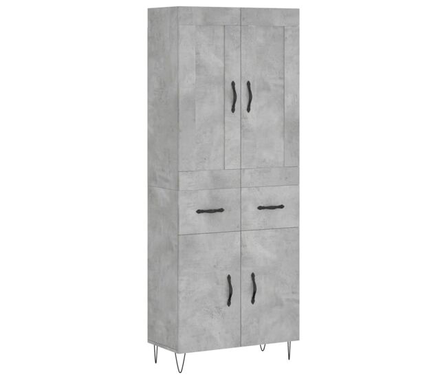 Aparador alto - mueble de almacenamiento madera contrachapada gris hormigón 69,5x34x180 cm es974