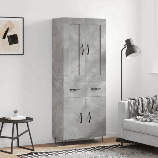 Armário alto - Bufete - Móvel de apoio 69,5x34x180 cm derivados de madeira cinza cimento pt974