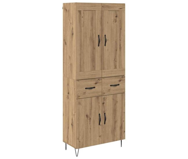Aparador alto - mueble de almacenamiento con cajón roble artesanal 69,5 x 34 x 180 cm es441