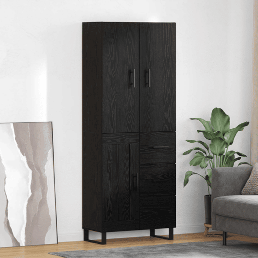 Aparador - Bufete - Móvel de apoio com gaveta 2 pcs Carvalho Preto 69,5 x 34 x 180 cm pt352