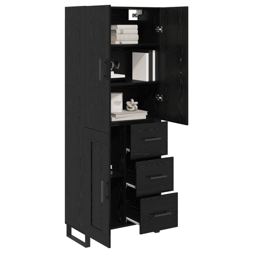 Aparador - Bufete - Móvel de apoio com gaveta 2 pcs Carvalho Preto 69,5 x 34 x 180 cm pt352