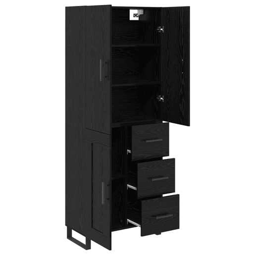 Aparador - Bufete - Móvel de apoio com gaveta 2 pcs Carvalho Preto 69,5 x 34 x 180 cm pt352