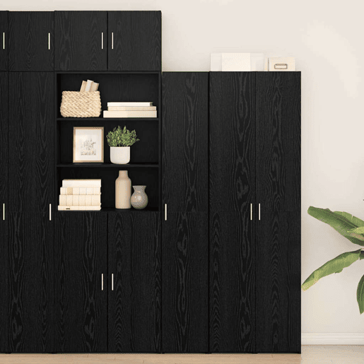 Aparador - Bufete - Móvel de apoio 2 pcs Carvalho Preto 30 x 42,5 x 185 cm pt251