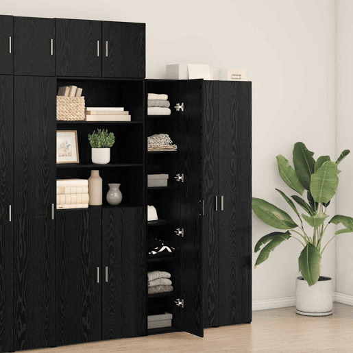 Aparador - Bufete - Móvel de apoio 2 pcs Carvalho Preto 30 x 42,5 x 185 cm pt251