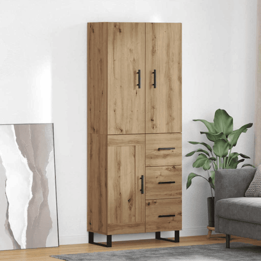 Aparador - Bufete - Móvel de apoio com gaveta 2 pcs Carvalho Artesanal 69,5 x 34 x 180 cm pt197