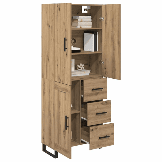 Aparador - Bufete - Móvel de apoio com gaveta 2 pcs Carvalho Artesanal 69,5 x 34 x 180 cm pt197