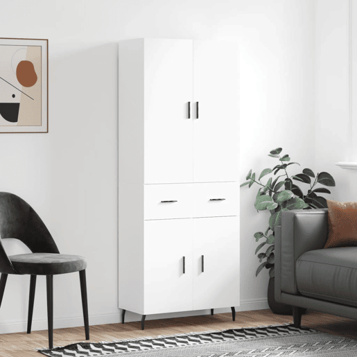 Armário alto - Bufete - Móvel de apoio 69,5x34x180 cm derivados de madeira branco pt678 Armário alto - Bufete - Móvel de apoio 69,5x34x180 cm derivados de madeira branco pt678