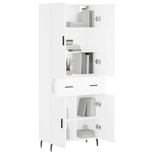 Armário alto - Bufete - Móvel de apoio 69,5x34x180 cm derivados de madeira branco pt678 Armário alto - Bufete - Móvel de apoio 69,5x34x180 cm derivados de madeira branco pt678