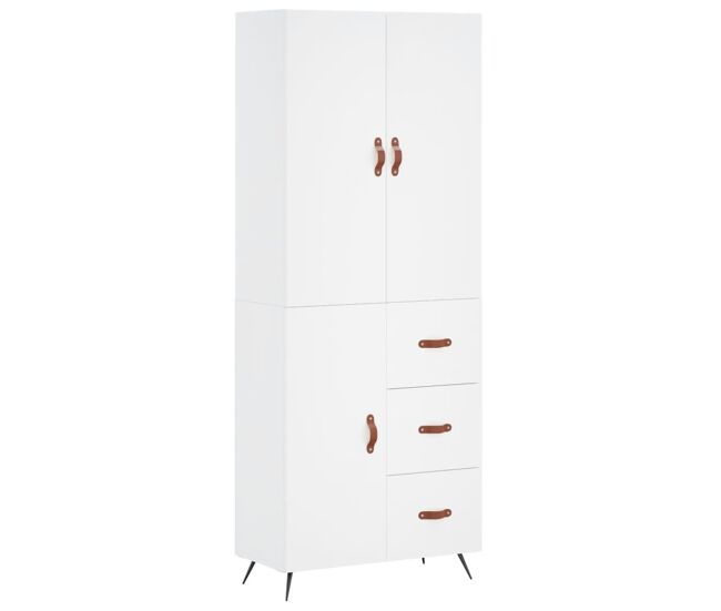 Aparador alto - mueble de almacenamiento madera contrachapada blanco 69,5x34x180 cm es657