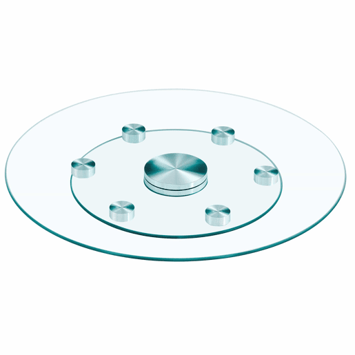 Mesa redonda com tampo giratório - Vidro 6138 cm - Design prático - Transparente
