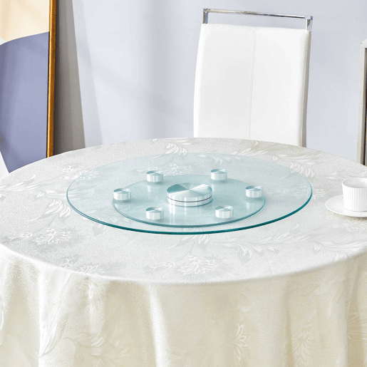 Mesa redonda com tampo giratório - Vidro 6138 cm - Design prático - Transparente