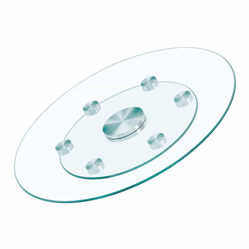 Mesa redonda com tampo giratório - Vidro 6138 cm - Design prático - Transparente