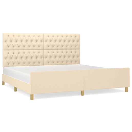 Estrutura de Cama de casal moderno com cabeceira 200x200 cm tecido cor creme