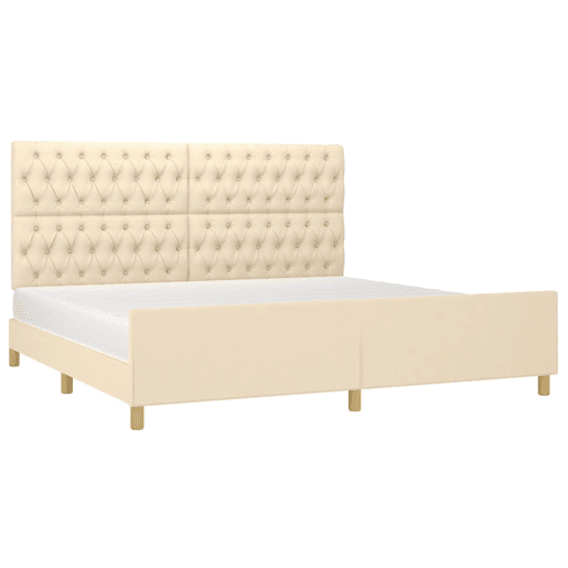 Estrutura de Cama de casal moderno com cabeceira 200x200 cm tecido cor creme