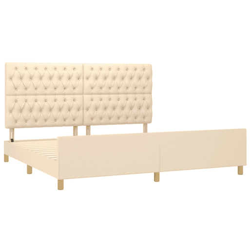Estrutura de Cama de casal moderno com cabeceira 200x200 cm tecido cor creme
