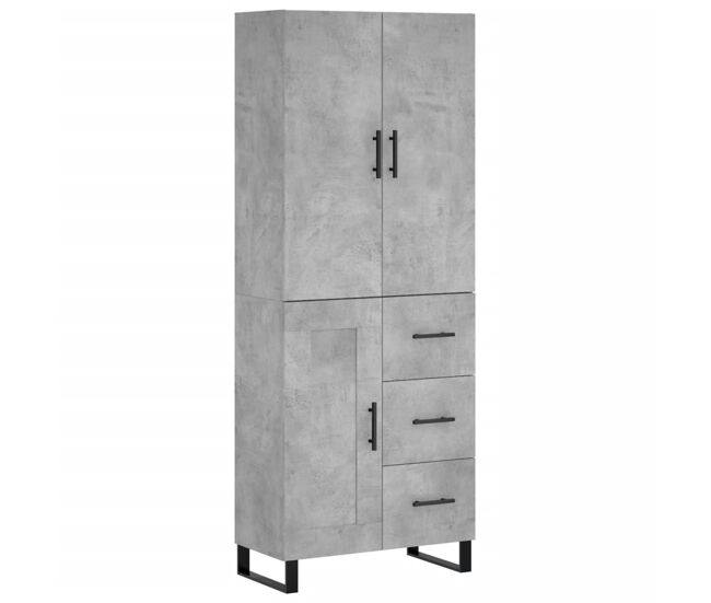 Aparador alto - mueble de almacenamiento madera contrachapada gris hormigón 69,5x34x180 cm es912