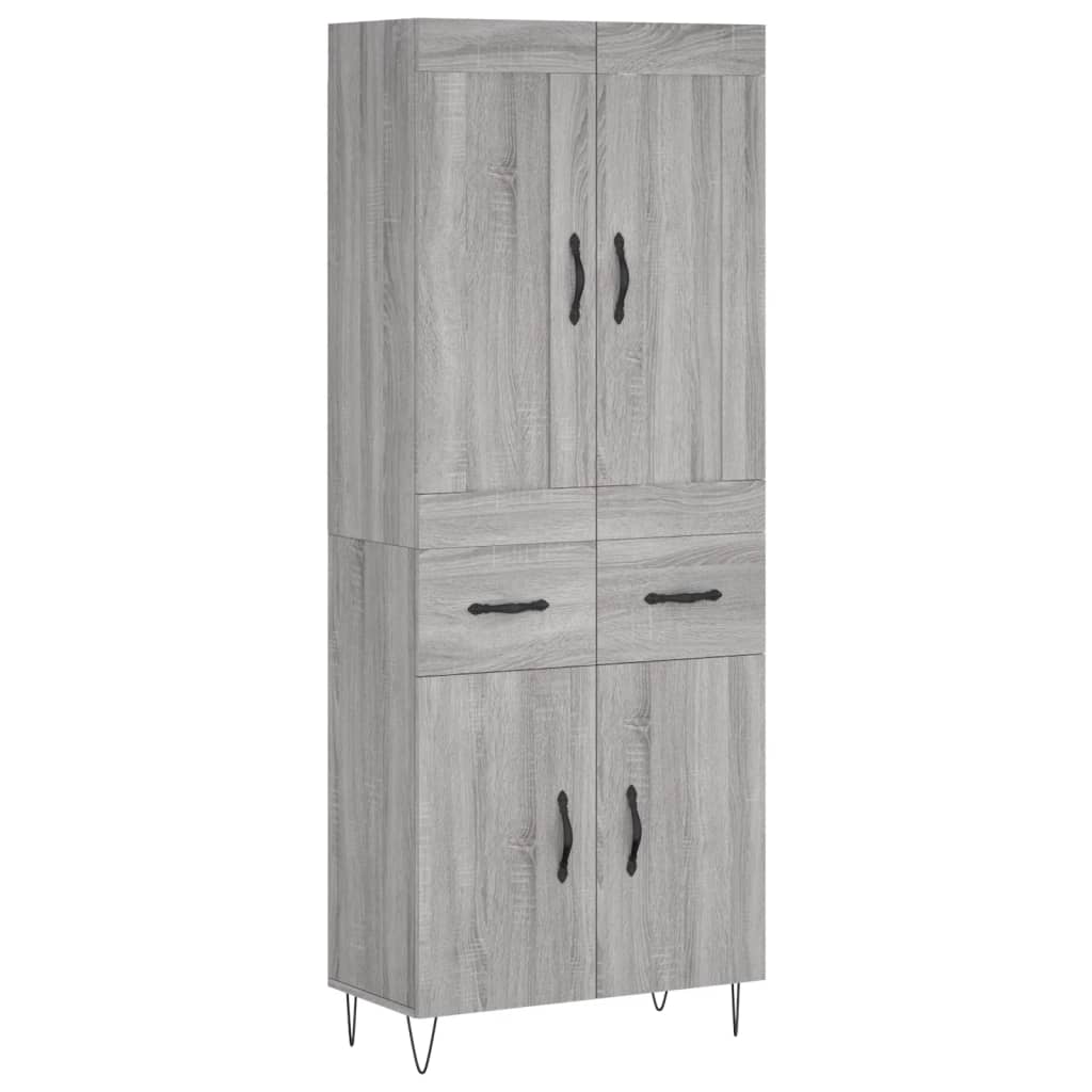 Aparador alto - Mueble de almacenamiento 69 Roble/ Gris
