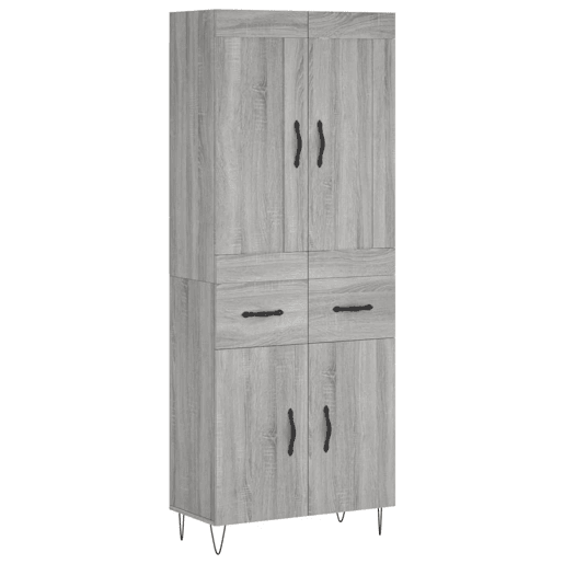 Armário alto - Bufete - Móvel de apoio 69,5x34x180 cm derivados de madeira sonoma cinza pt1141 Armário alto - Bufete - Móvel de apoio 69,5x34x180 cm derivados de madeira sonoma cinza pt1141