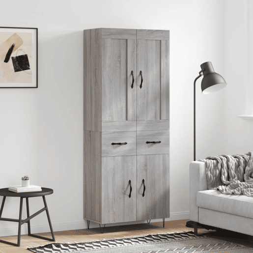 Armário alto - Bufete - Móvel de apoio 69,5x34x180 cm derivados de madeira sonoma cinza pt1141 Armário alto - Bufete - Móvel de apoio 69,5x34x180 cm derivados de madeira sonoma cinza pt1141
