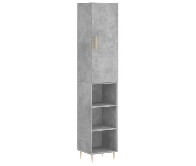 Aparador - mueble de almacenamiento de madera contrachapada gris hormigón 34,5x34x180 cm es2673