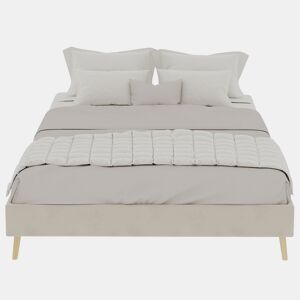 Cama moderna minimalista 140x200 - Base baixa estilo moderno - Bege