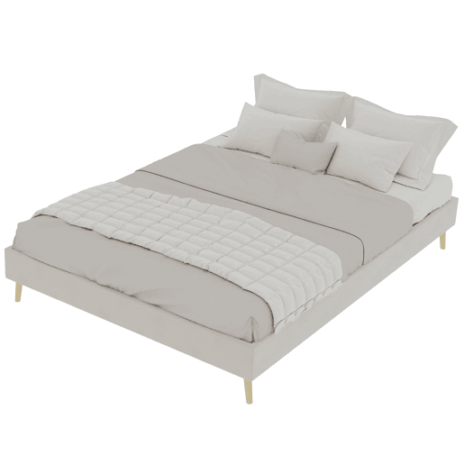 Cama moderna minimalista 140x200 - Base baixa estilo moderno - Bege