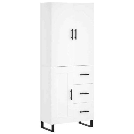 Armário alto - Bufete - Móvel de apoio 69,5x34x180 cm derivados de madeira branco pt667