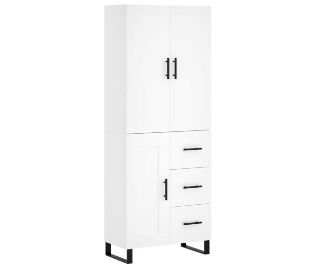 Aparador alto - mueble de almacenamiento madera contrachapada blanco 69,5x34x180 cm es667