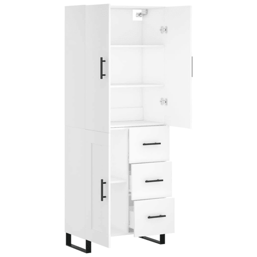 Armário alto - Bufete - Móvel de apoio 69,5x34x180 cm derivados de madeira branco pt667