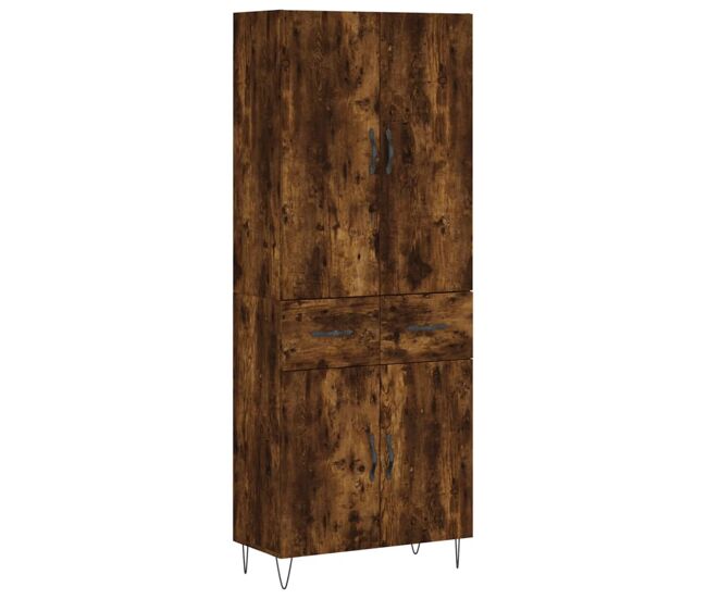 Aparador alto - mueble de almacenamiento madera contrachapada roble ahumado 69,5x34x180 cm es1186