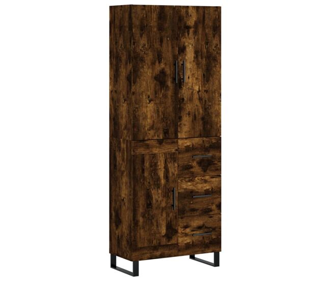 Aparador alto - mueble de almacenamiento madera contrachapada roble ahumado 69,5x34x180 cm es1180
