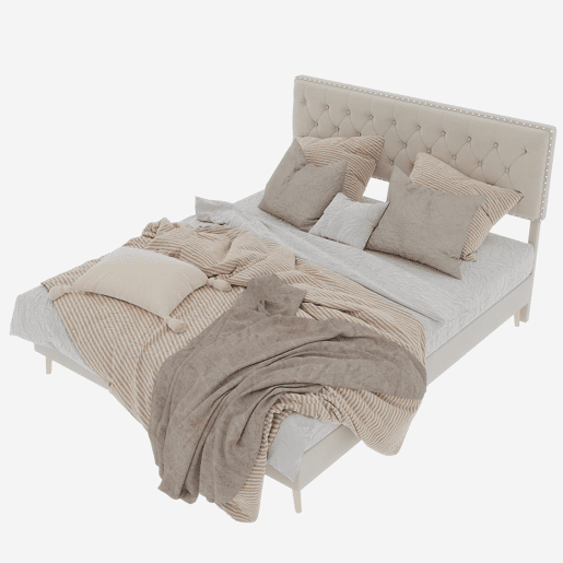 Cama estofada 160x200 - minimalista, cabeceira suave e confortável, base baixa - bege