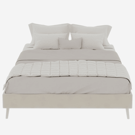 Cama moderna minimalista 160x200 - Base baixa, estilo moderno - Bege