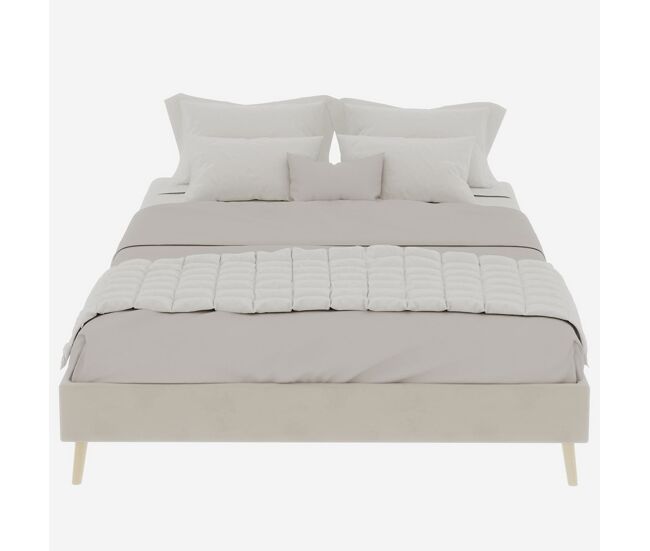 Estructura de cama 140x200 - minimalista bajo terciopelo holandés moderno - beige