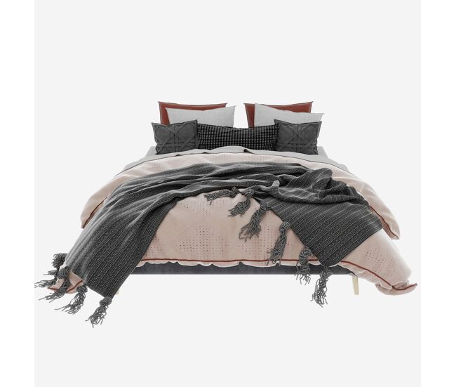 Estructura de cama 160x200 cm - minimalista, bajo, terciopelo holandés - gris